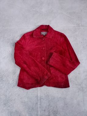 ANN TAYLOR Red Suede Button-Front Women's Jacket